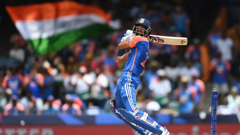 Looking at his innings progression, one would notice that he hit a boundary in five of those overs, maintaining the momentum and helping India reach a competitive score of 176. | Photo Credit: Getty Images